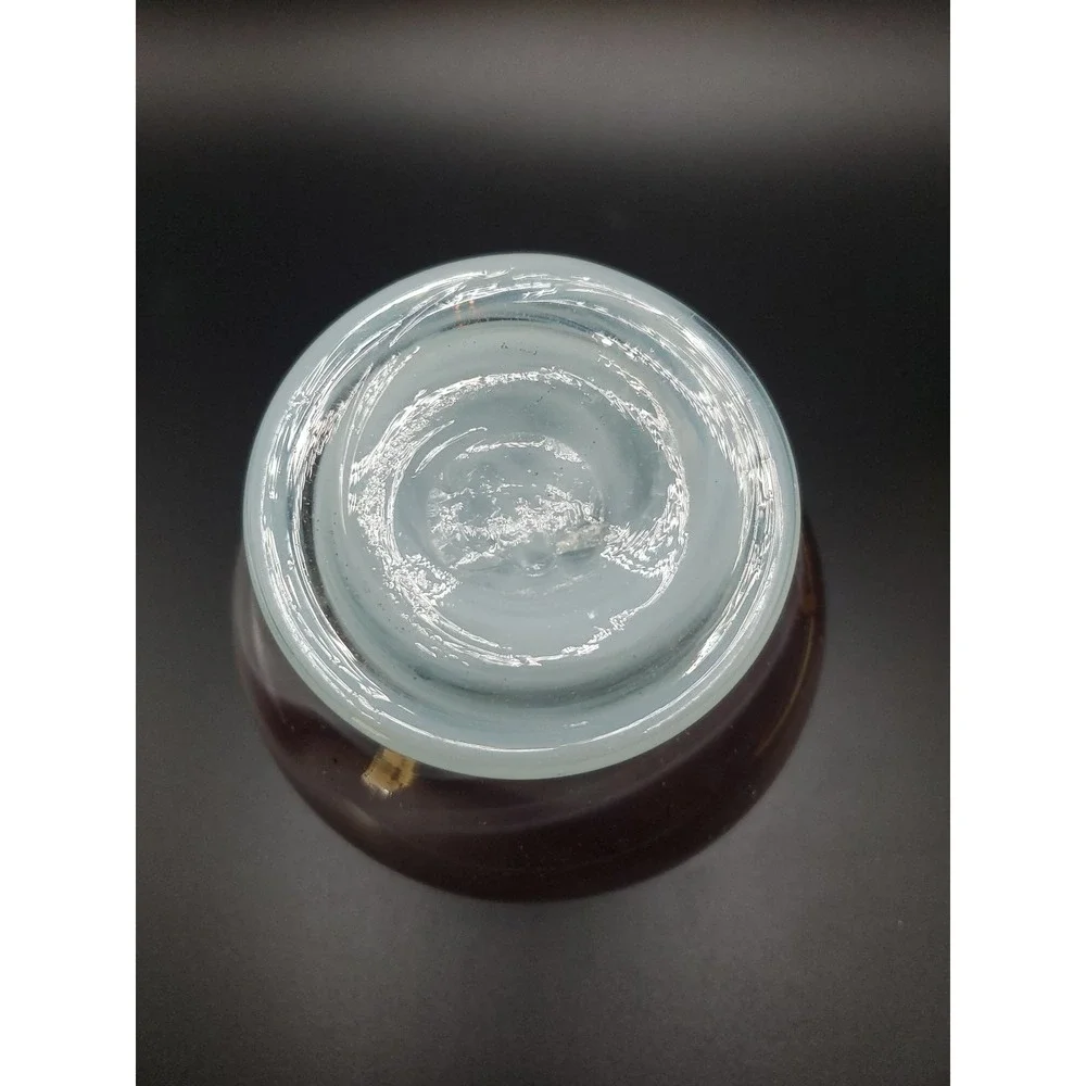Blown Glass‎ Candle/Votive Holder Purple And Light Gray Swirls 4